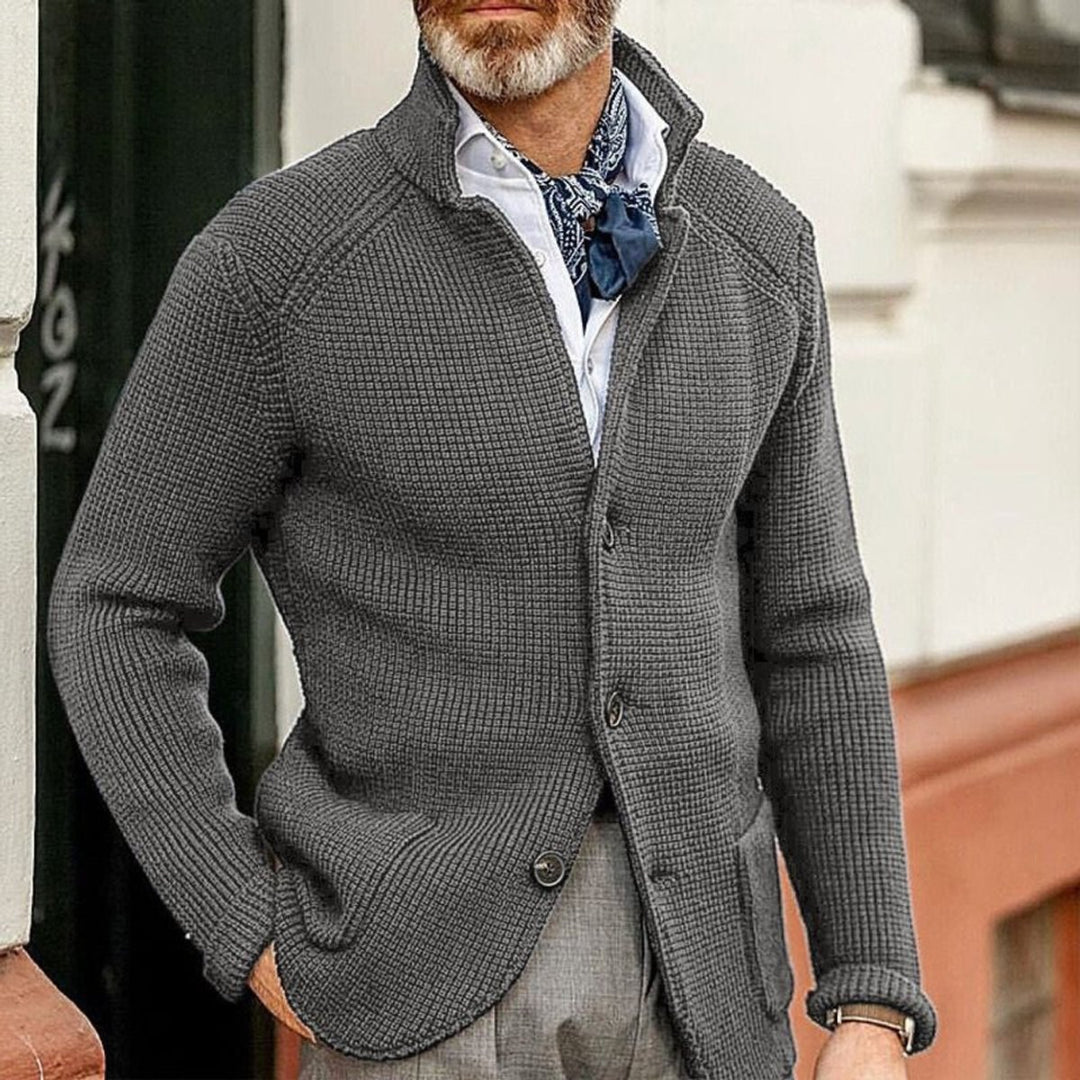 Men's Waffle-Knit Button-Front Cardigan Sweater Women Love Too - Gray