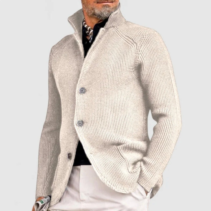 Men's Waffle-Knit Button-Front Cardigan Sweater Women Love Too - White