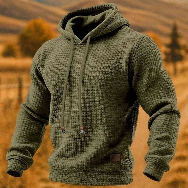 Men's Waffle-Knit Pullover Hoodie Sweatshirt - Army Green