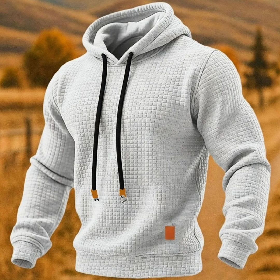 Men's Waffle-Knit Pullover Hoodie Sweatshirt - White