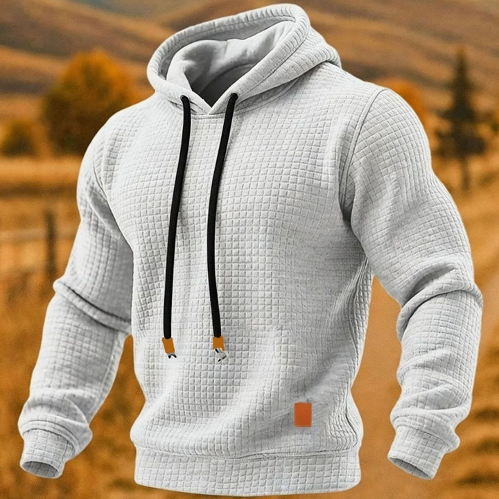 Men's Waffle-Knit Pullover Hoodie Sweatshirt - White