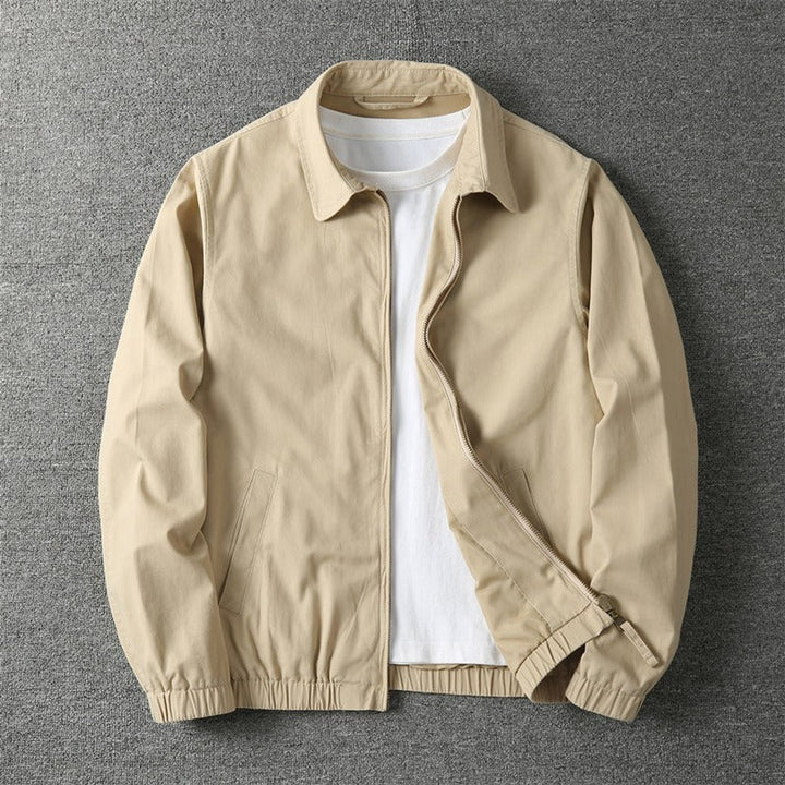 Mens Winter Coat Lightweight Zip-Up Bomber Jacket - Beige
