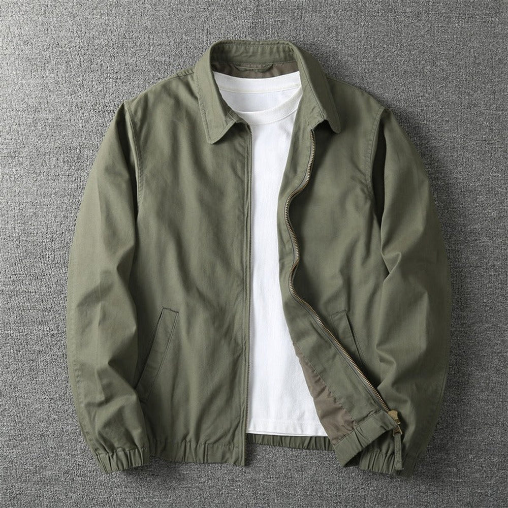 Mens Winter Coat Lightweight Zip-Up Bomber Jacket - Khaki