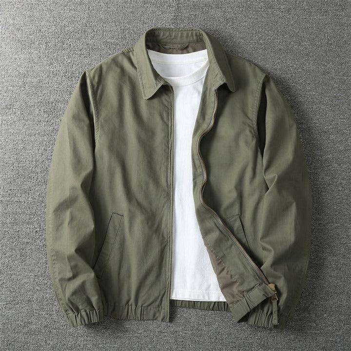 Mens Winter Coat Lightweight Zip-Up Bomber Jacket - Khaki