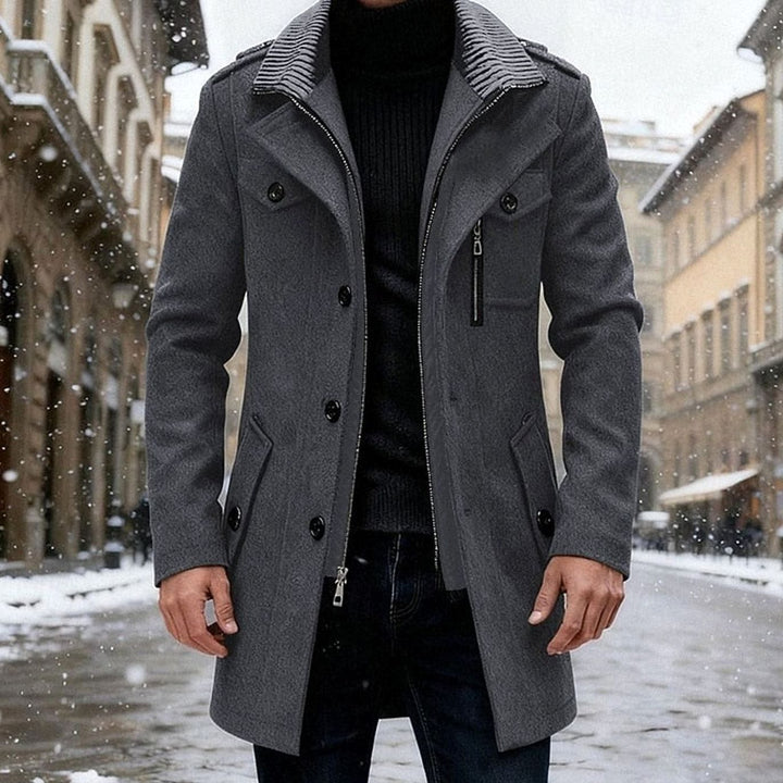 Men's Wool Coat Double-Breasted Tailored Overcoat - Gray
