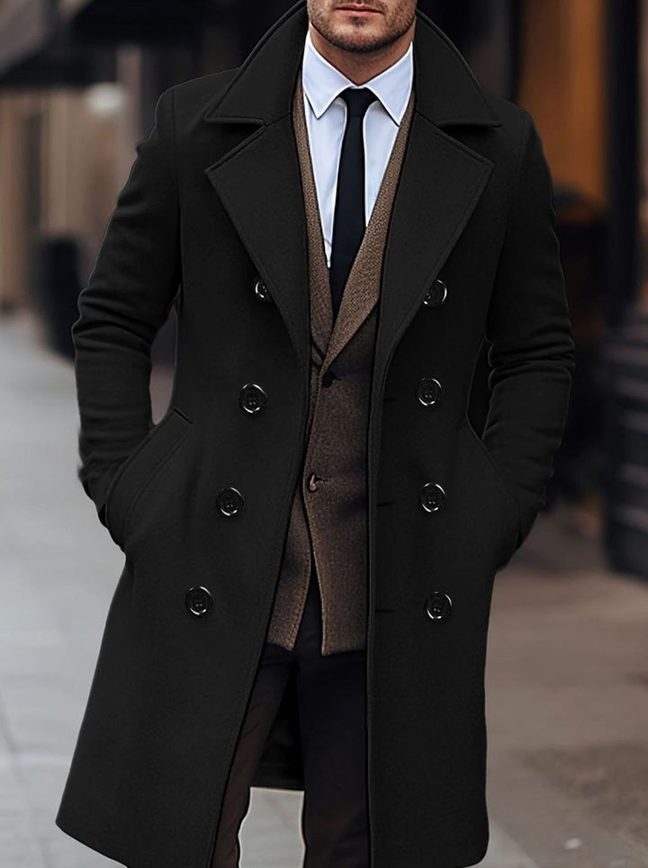 Men's Wool Double-Breasted Tailored Overcoat