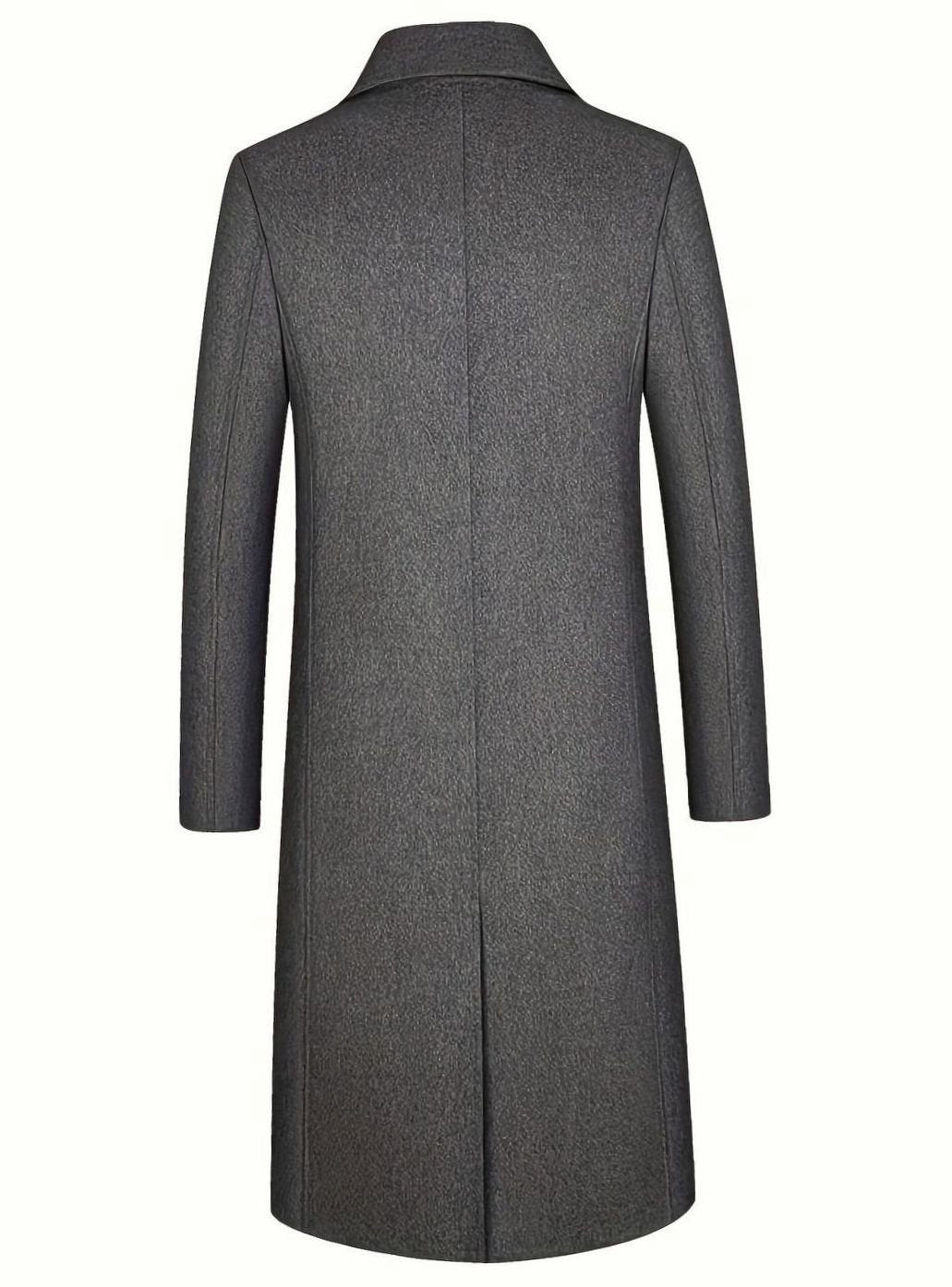 Men's Wool Long Overcoat Tailored Single-Breasted Trench Coat