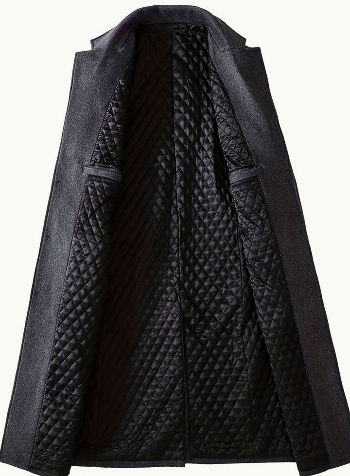 Men's Wool Long Overcoat Tailored Single-Breasted Trench Coat
