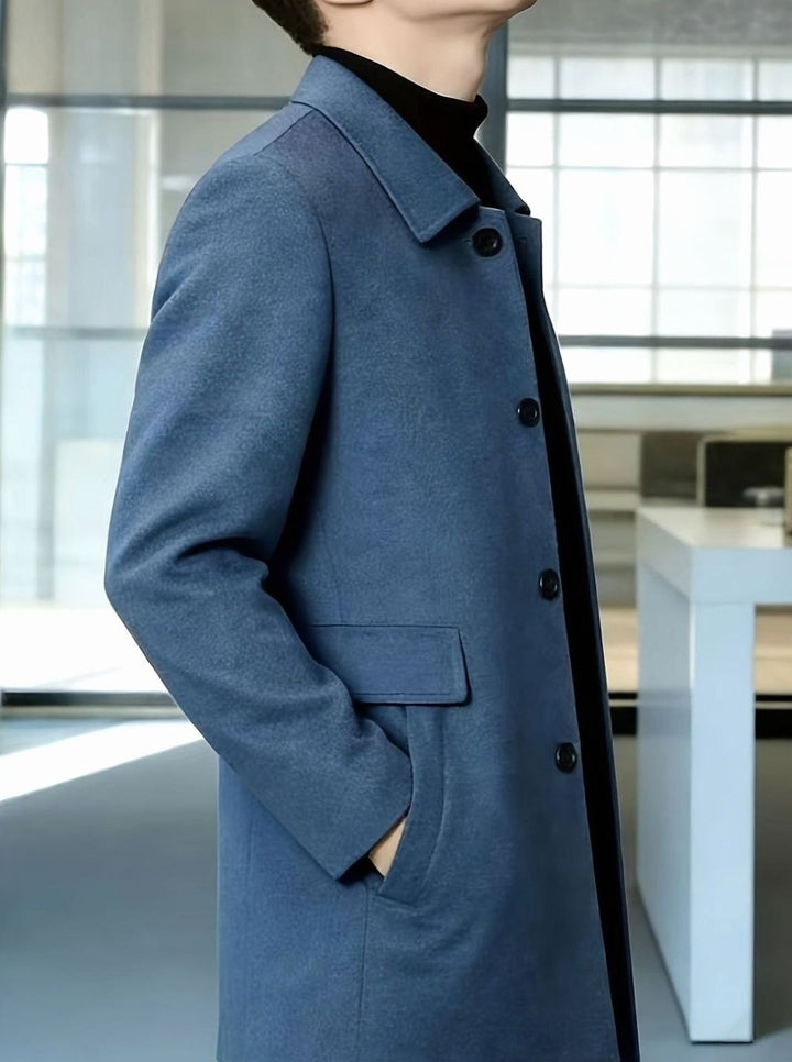 Men's Wool Single-Breasted Relaxed-Fit Overcoat
