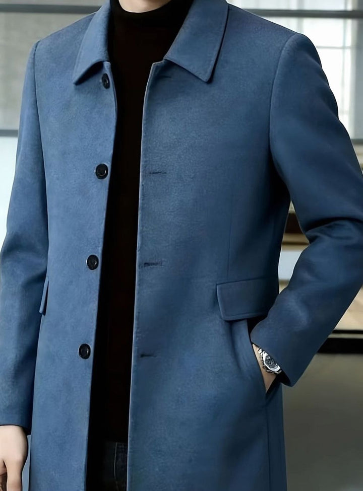 Men's Wool Single-Breasted Relaxed-Fit Overcoat