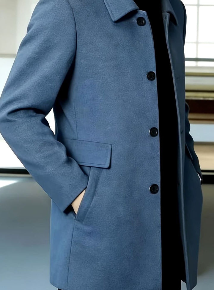 Men's Wool Single-Breasted Relaxed-Fit Overcoat