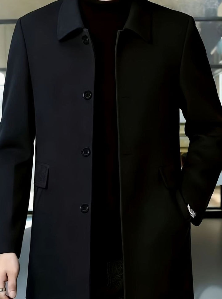 Men's Wool Single-Breasted Relaxed-Fit Overcoat