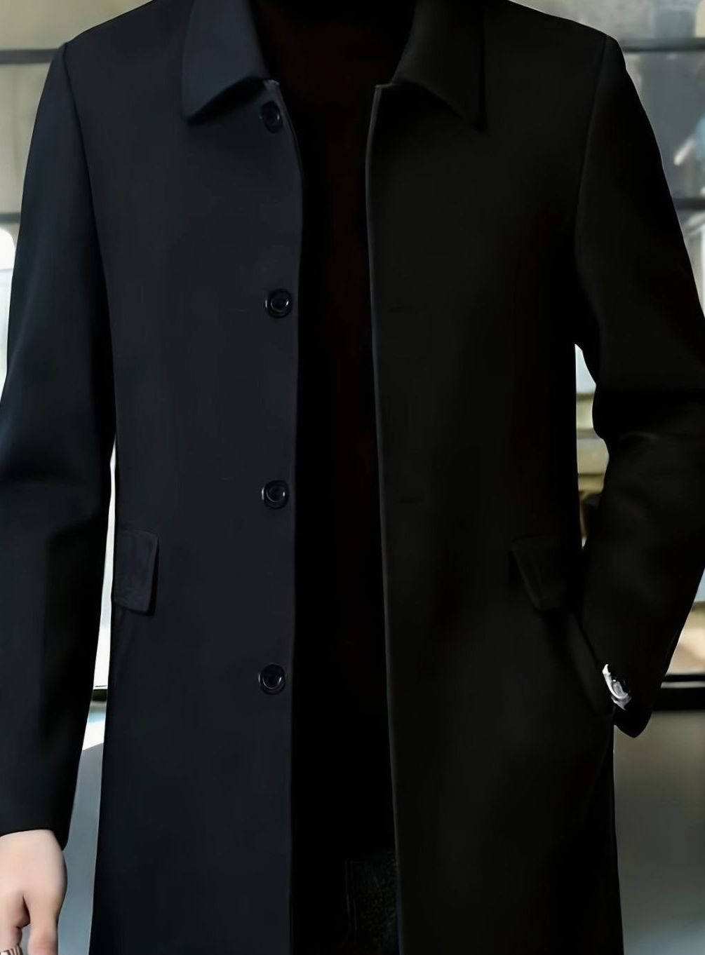 Men's Wool Single-Breasted Relaxed-Fit Overcoat