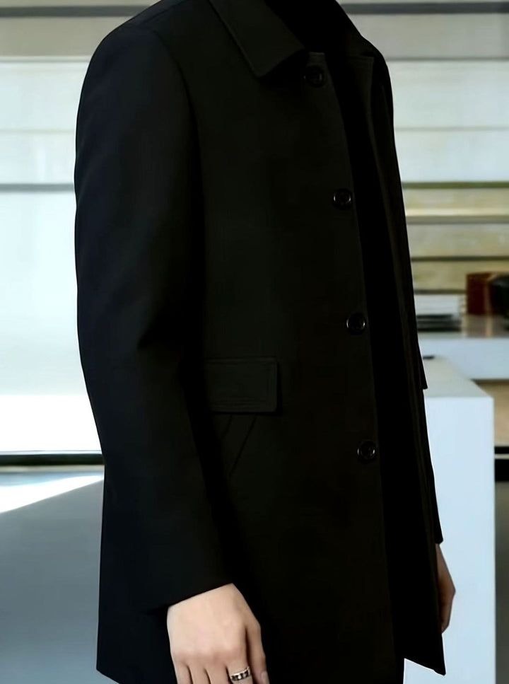 Men's Wool Single-Breasted Relaxed-Fit Overcoat