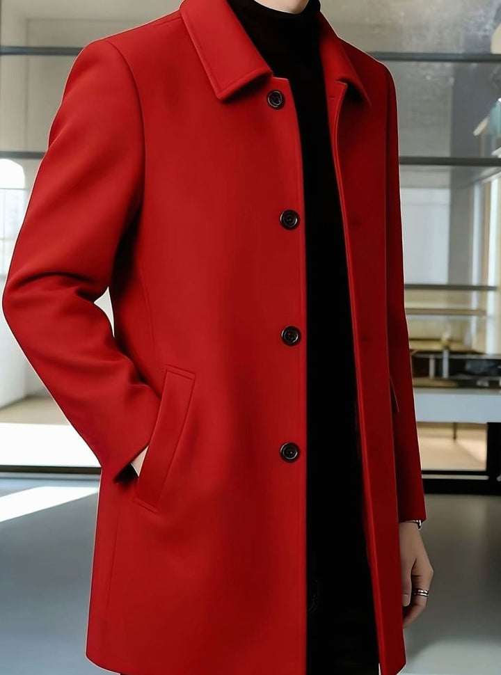 Men's Wool Single-Breasted Relaxed-Fit Overcoat