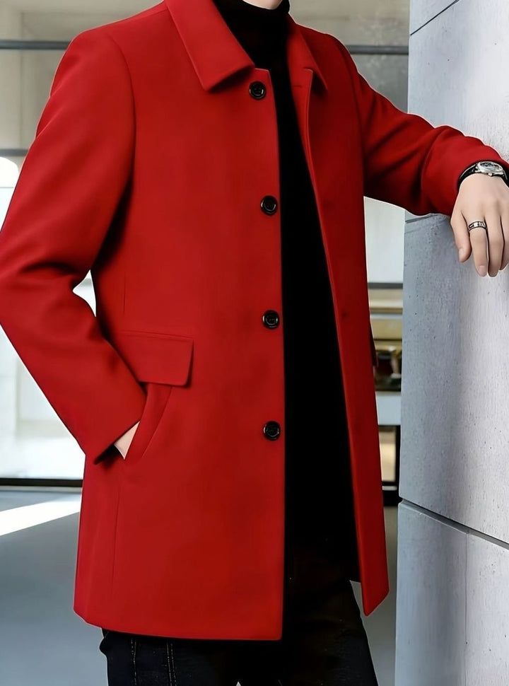 Men's Wool Single-Breasted Relaxed-Fit Overcoat