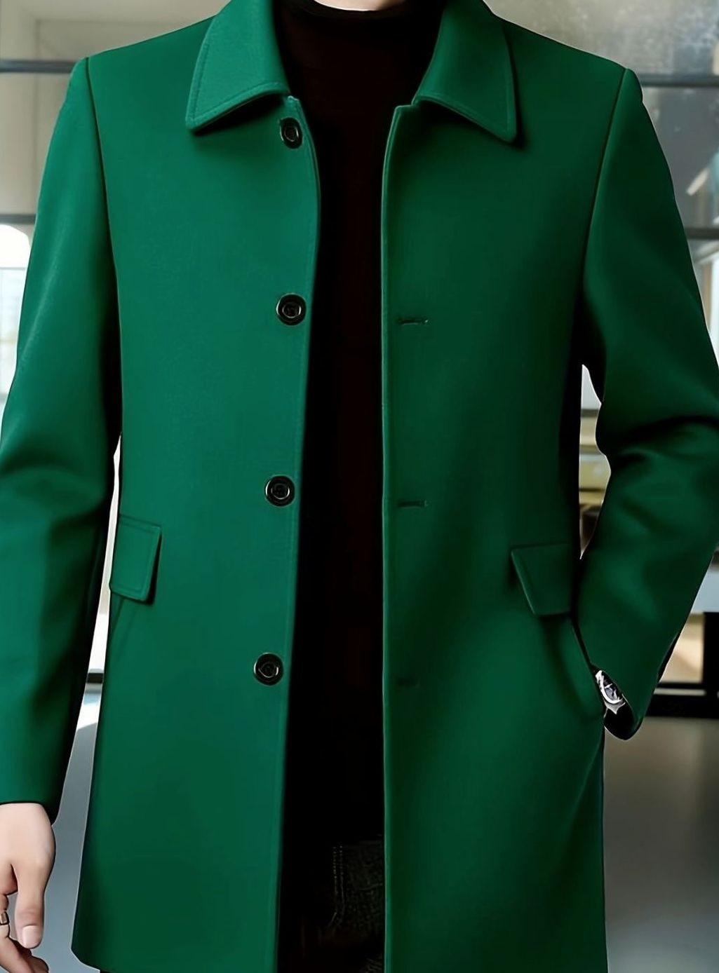 Men's Wool Single-Breasted Relaxed-Fit Overcoat