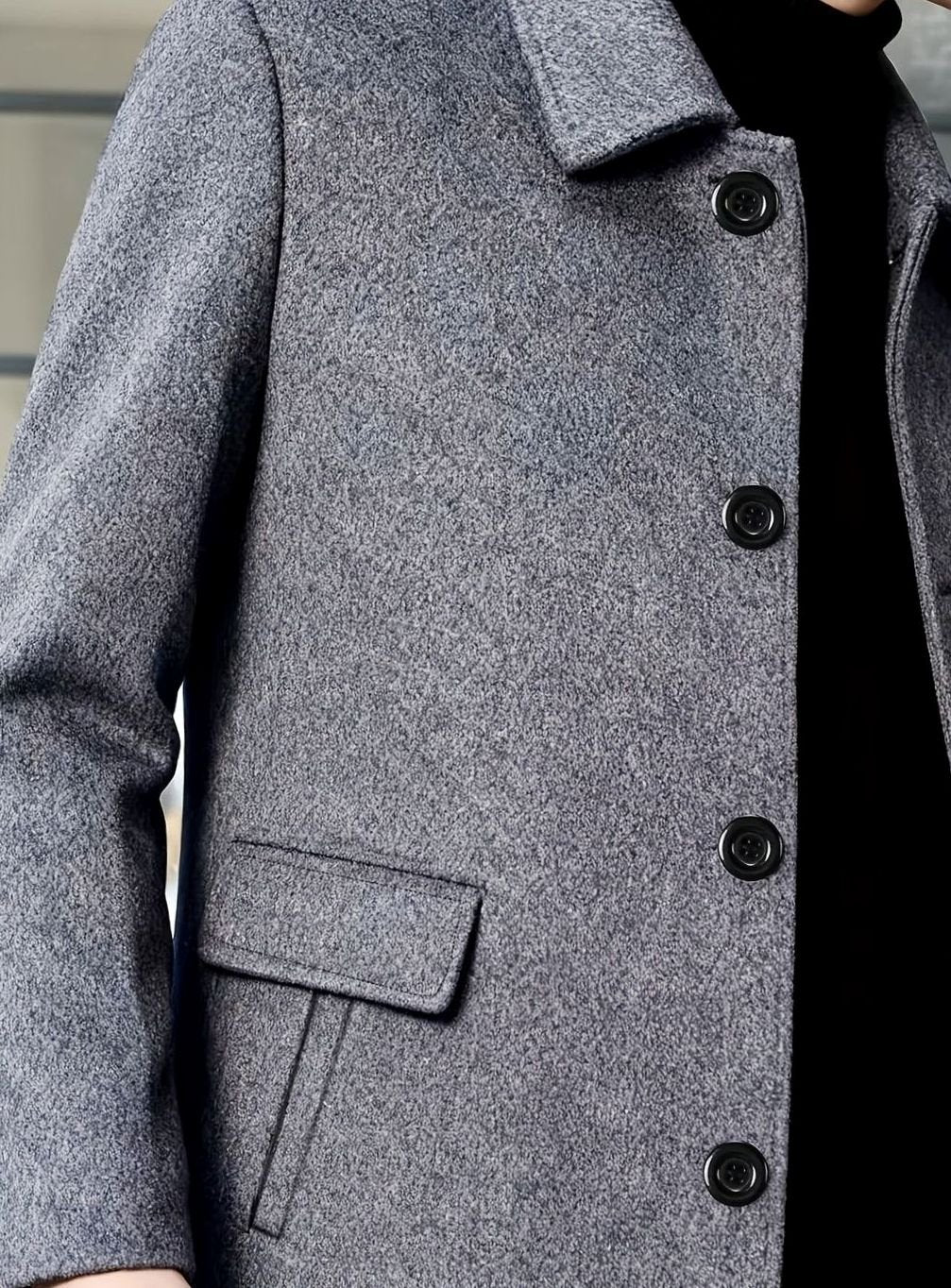 Men's Wool Single-Breasted Relaxed-Fit Overcoat