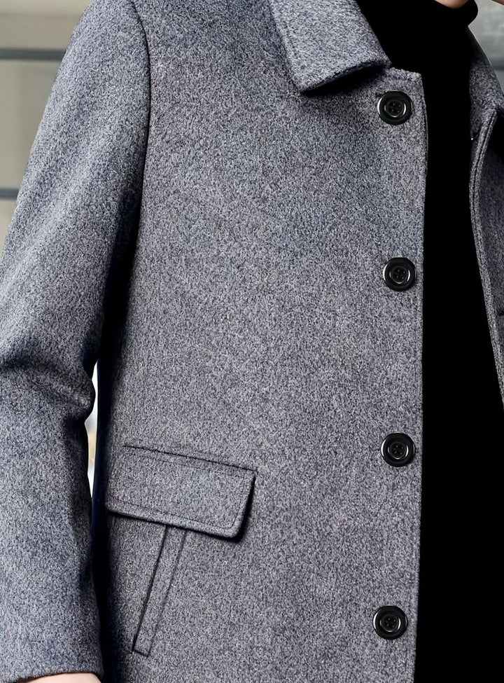 Men's Wool Single-Breasted Relaxed-Fit Overcoat