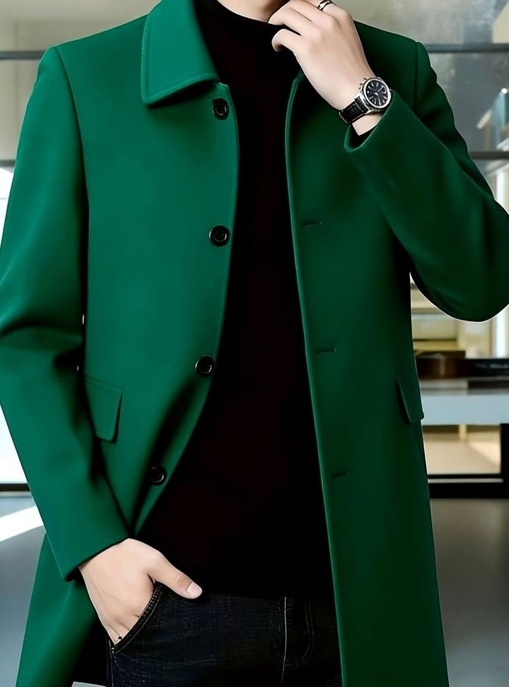 Men's Wool Single-Breasted Relaxed-Fit Overcoat