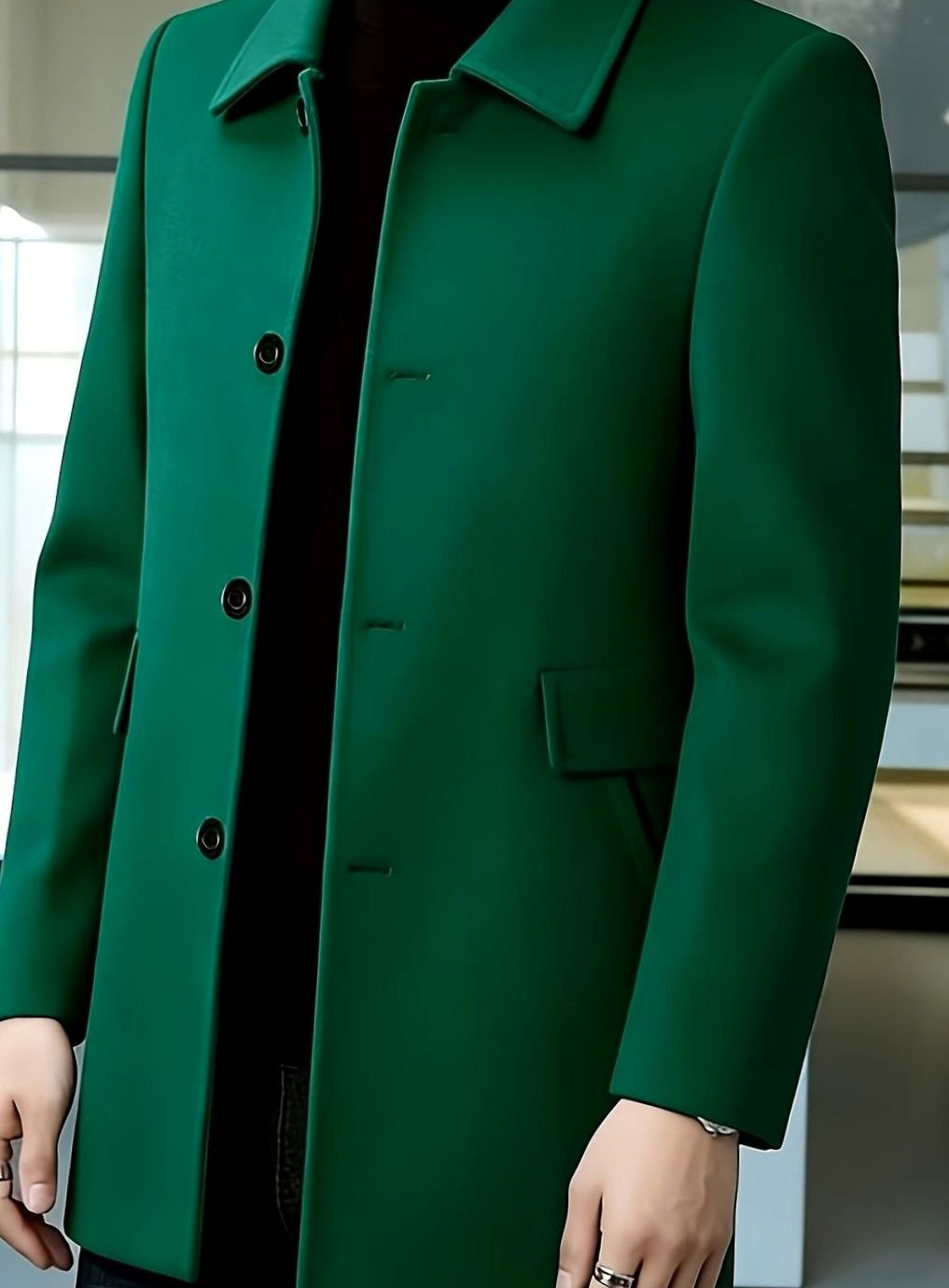 Men's Wool Single-Breasted Relaxed-Fit Overcoat