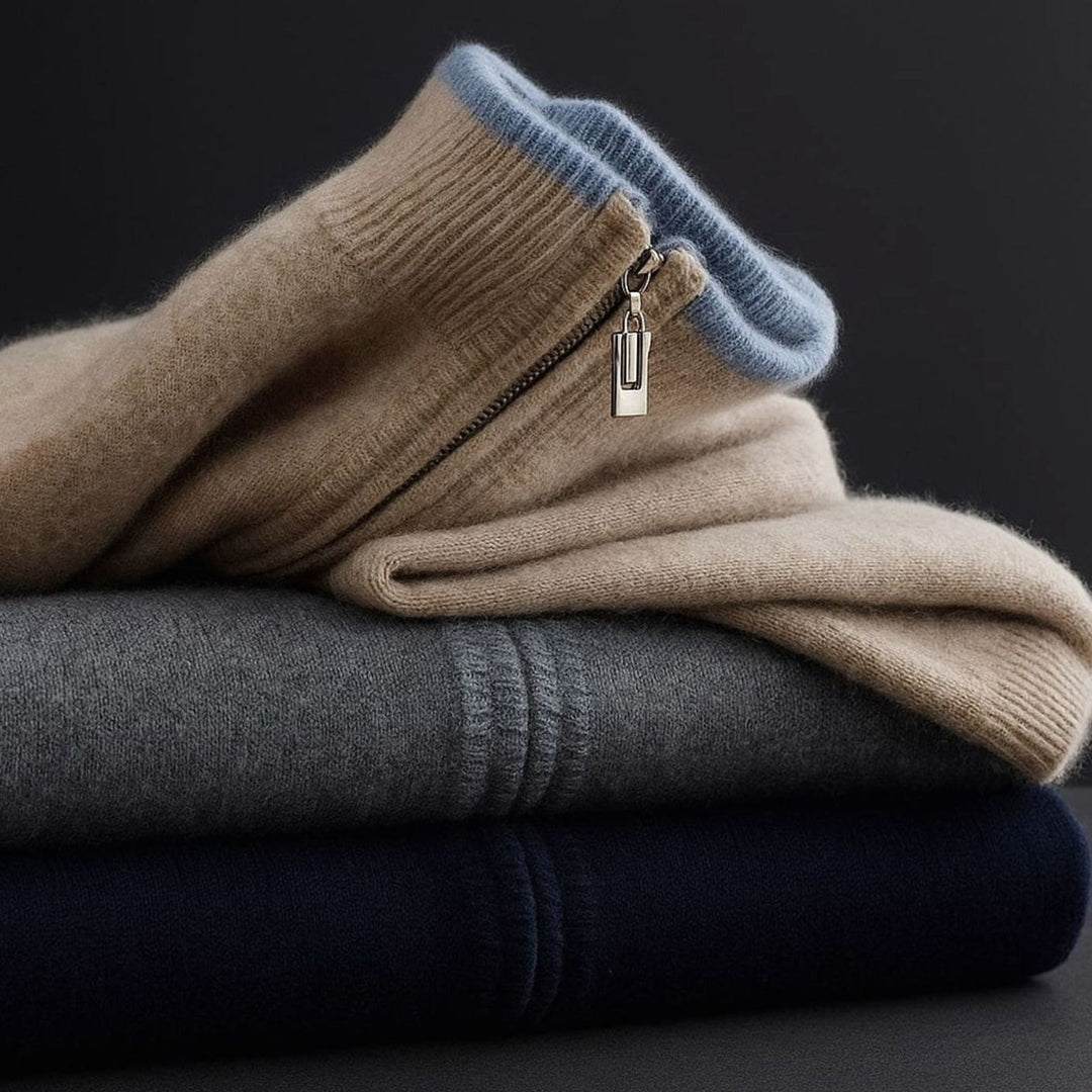 Men's Zip-Up Stand-Collar Knit Cardigan Coat