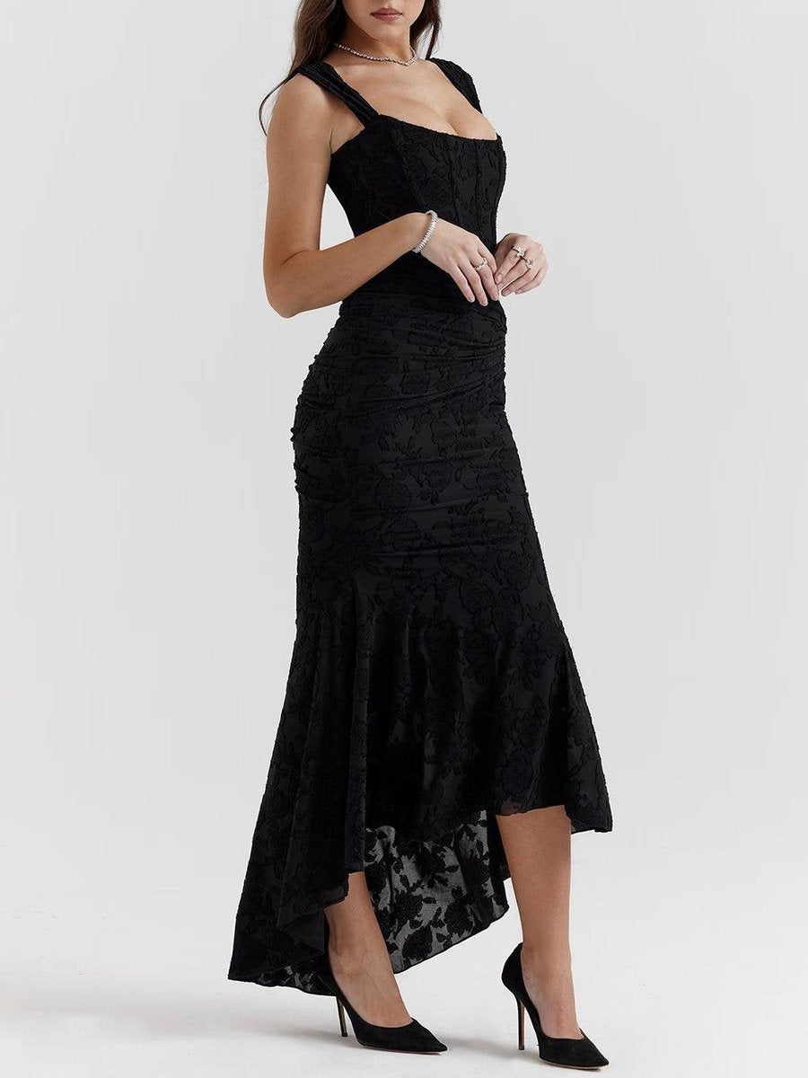 Mother of the Bride Dress Corset Bodice Jacquard Lace Mermaid Midi