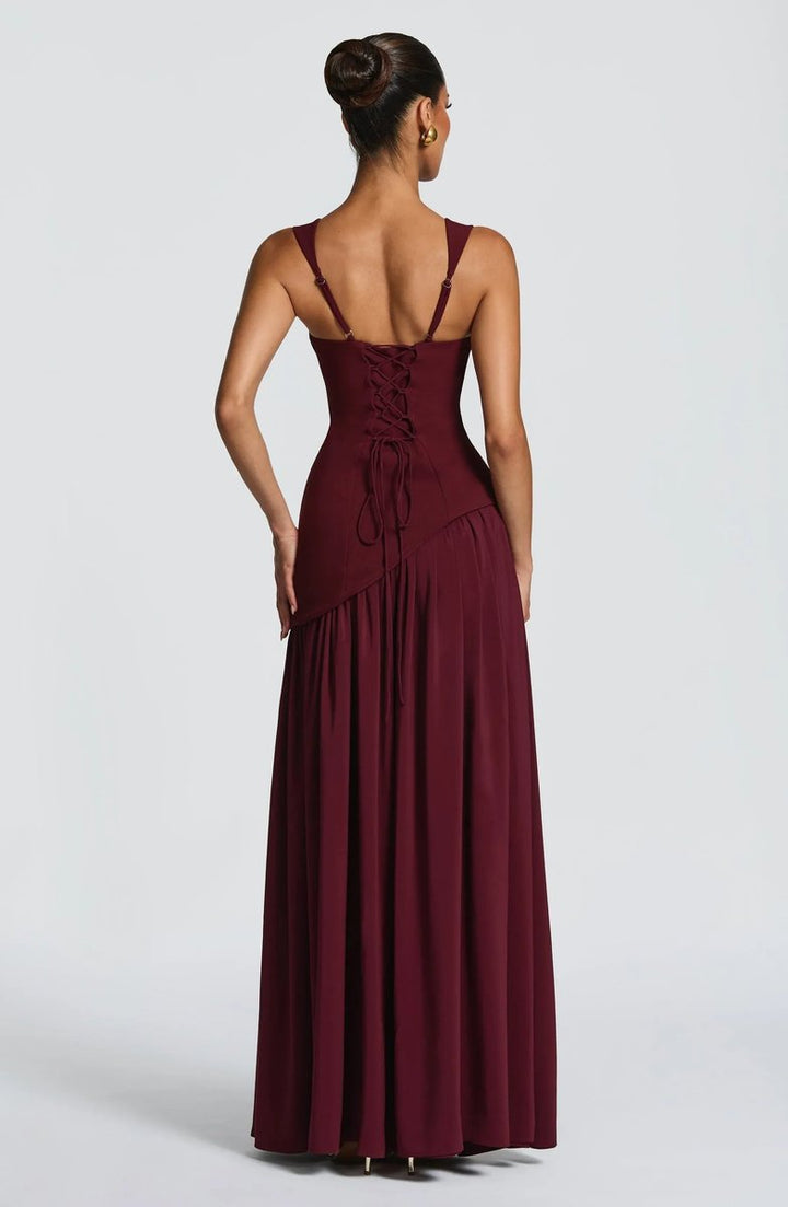 Mother of the Bride Dress Sleeveless Square Neck Fitted Waist A-Line Maxi Gown
