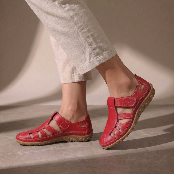 Orthopedic Closed-Toe Sandals Cutout Comfort Fit Women - Red