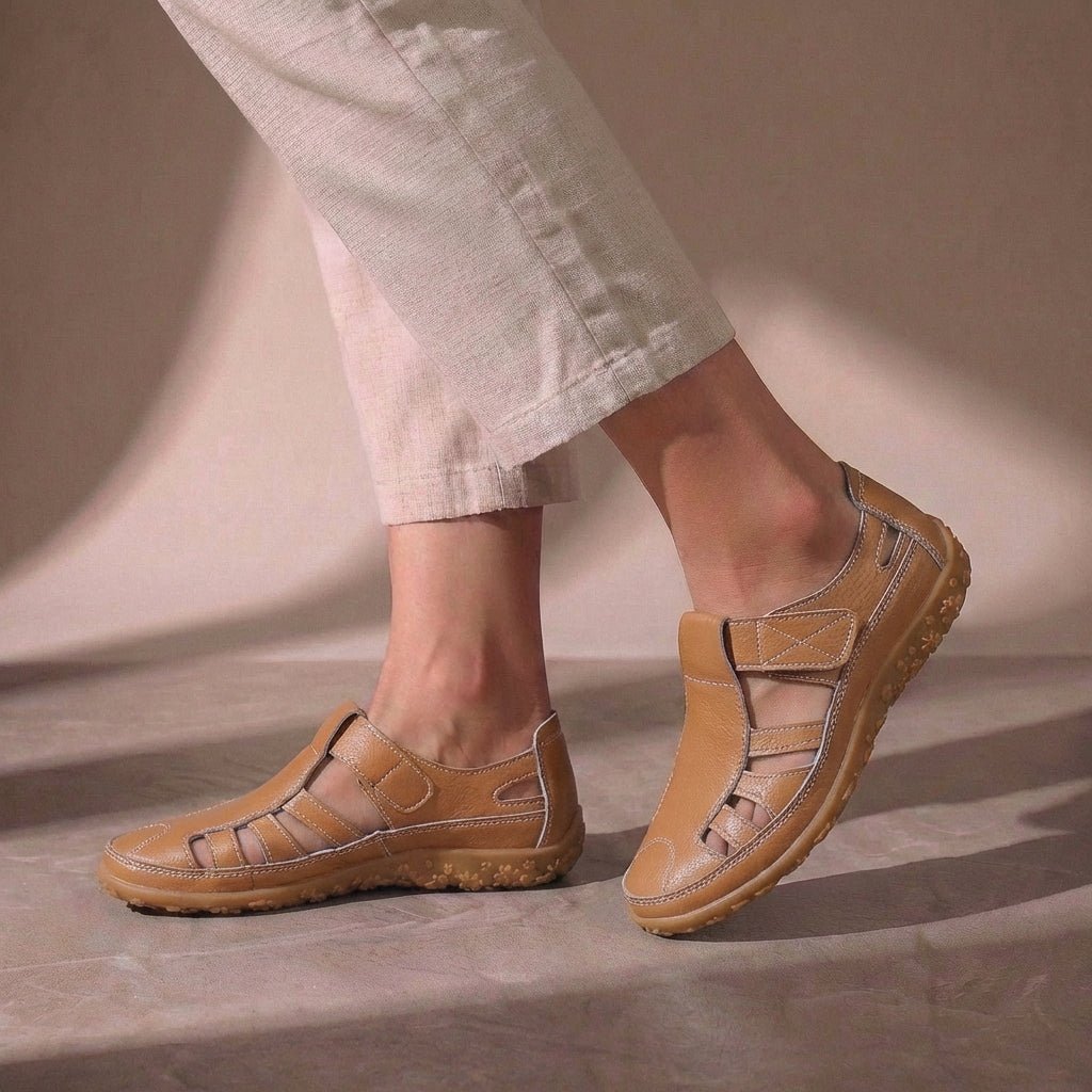 Orthopedic Closed-Toe Sandals Cutout Comfort Fit Women - Brown