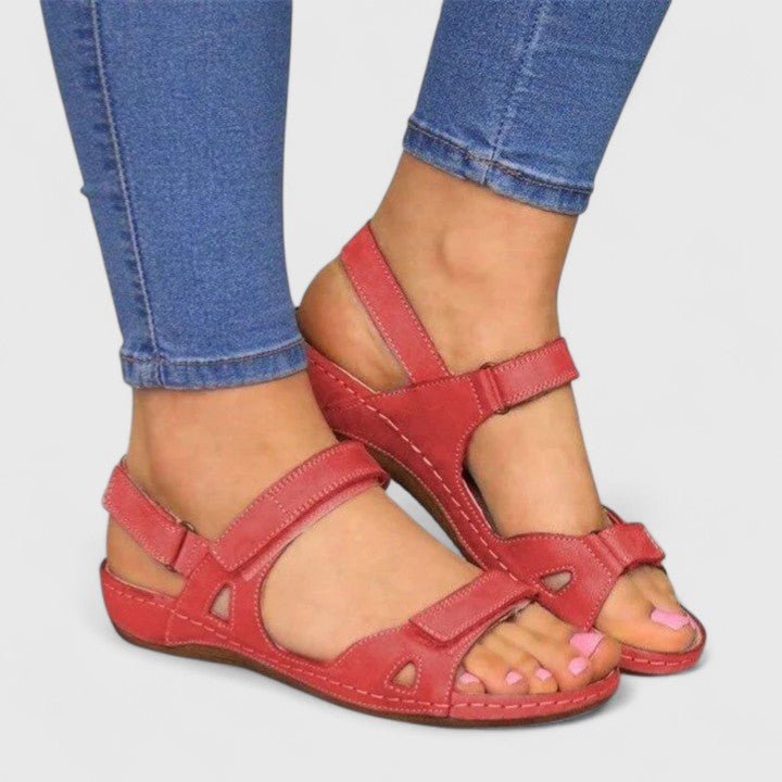 Orthopedic Comfort Sandals Adjustable Ankle Strap - Red