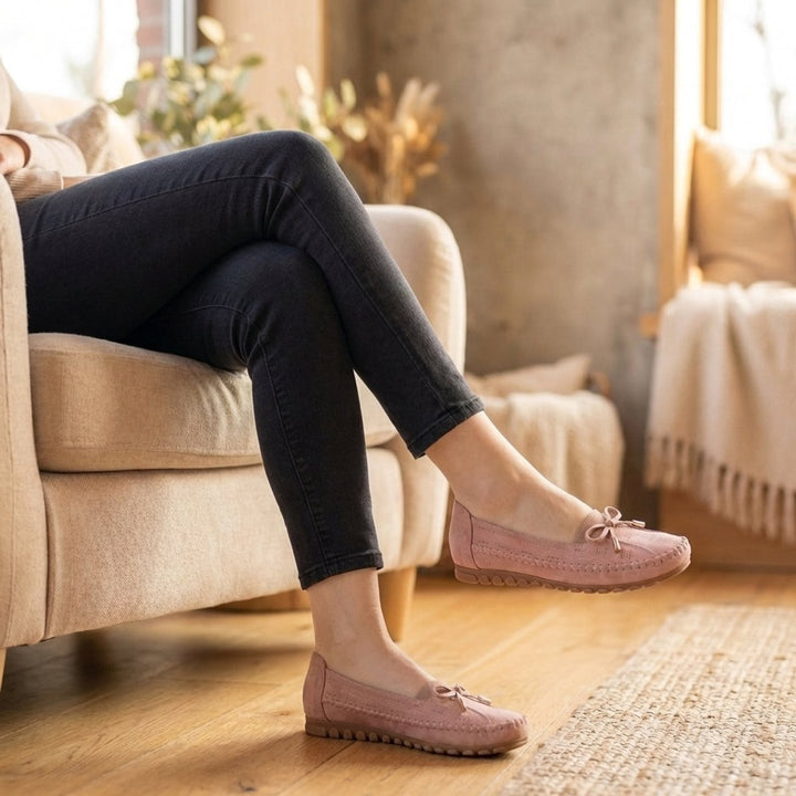 Orthopedic Loafers Women Perforated Bow Slip-On Comfort