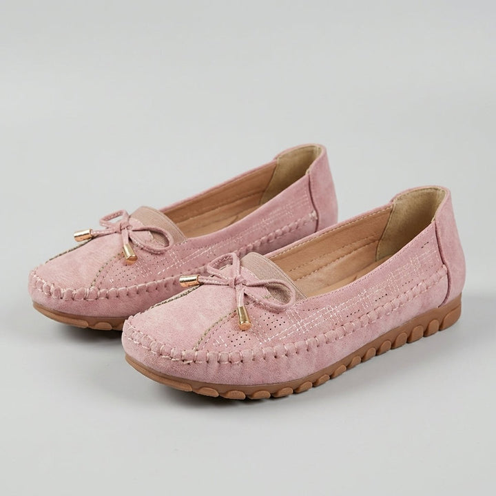 Orthopedic Loafers Women Perforated Bow Slip-On Comfort