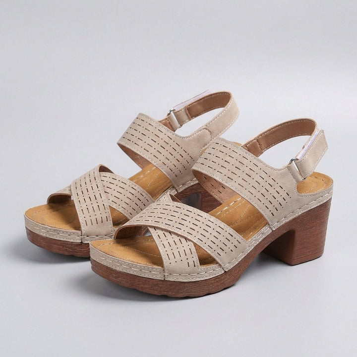 Orthopedic Platform Block Heel Sandals Open Toe Cut Out