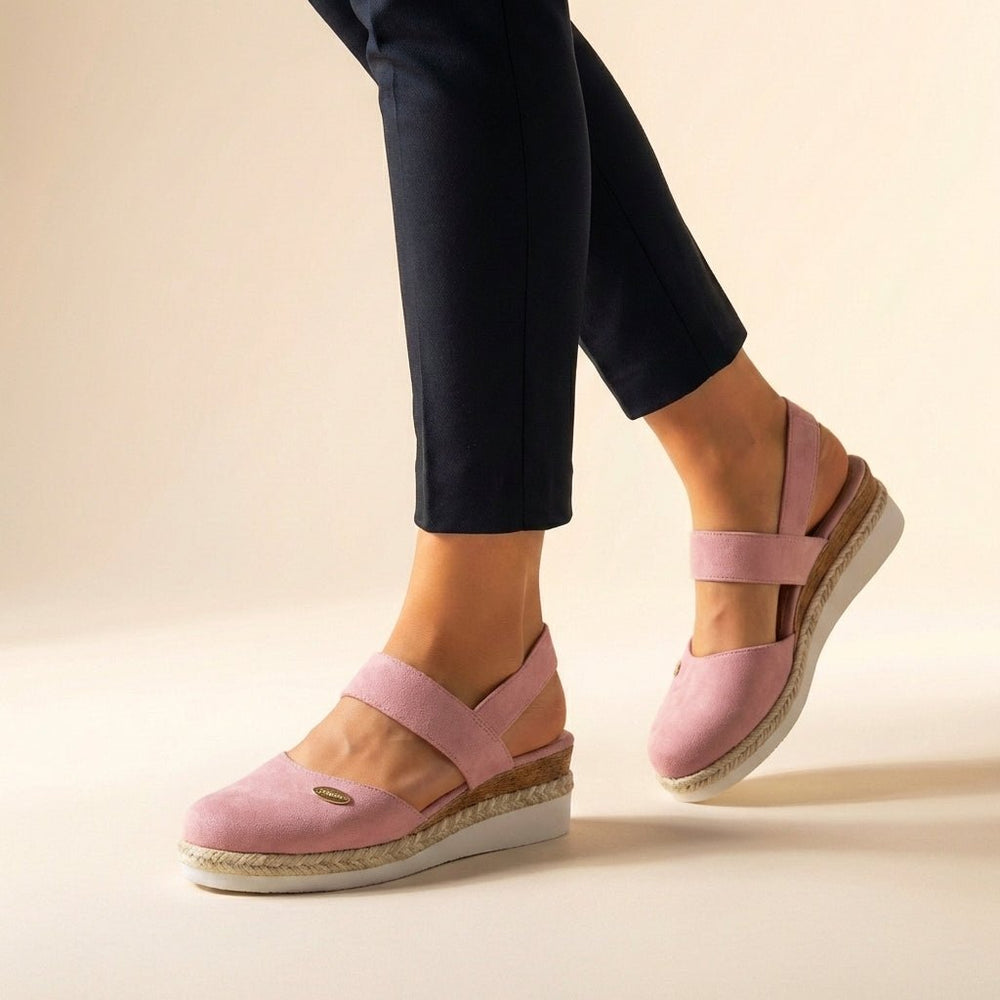 Orthopedic Platform Espadrille Sandals Closed Toe Slingback - Pink