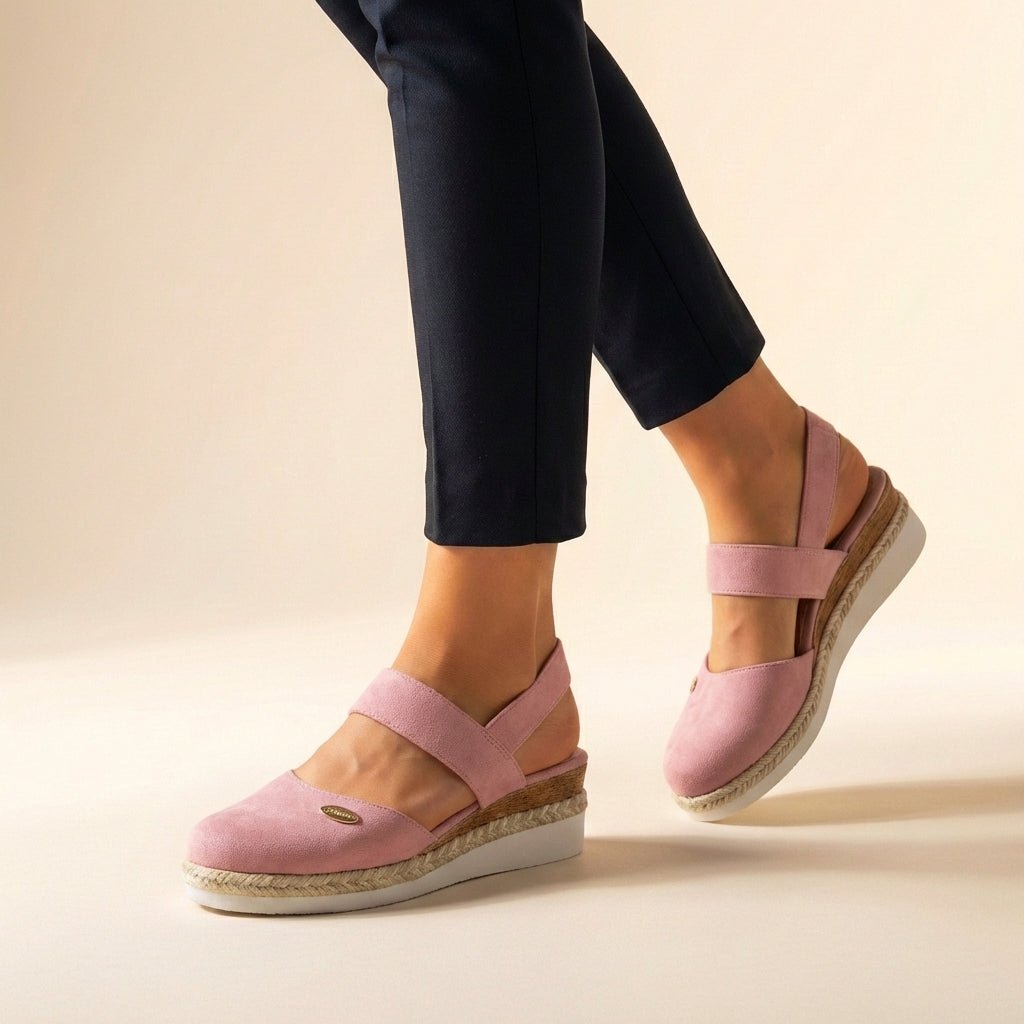 Orthopedic Platform Espadrille Sandals Closed Toe Slingback - Pink