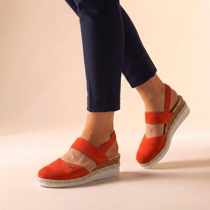Orthopedic Platform Espadrille Sandals Closed Toe Slingback - Orange