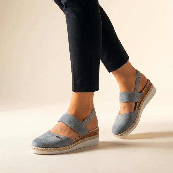 Orthopedic Platform Espadrille Sandals Closed Toe Slingback - Gray