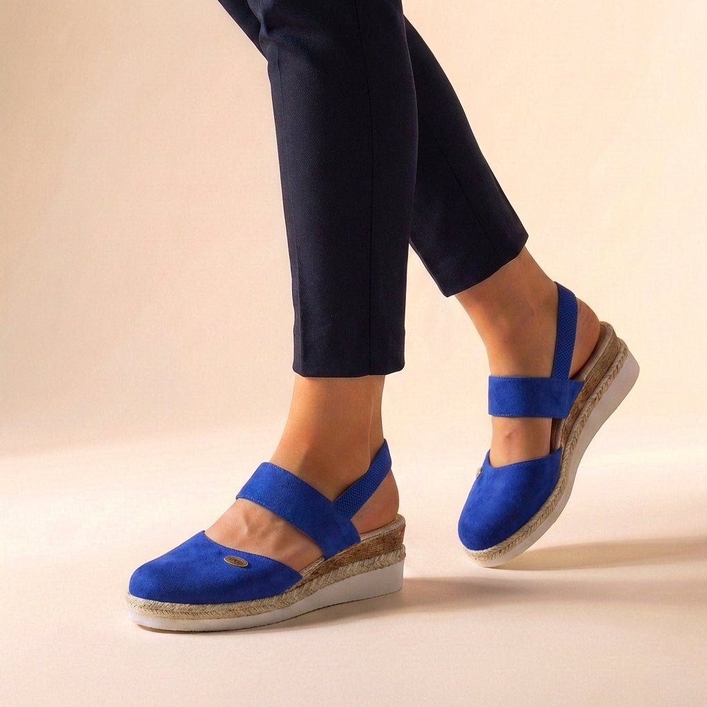 Orthopedic Platform Espadrille Sandals Closed Toe Slingback - Blue