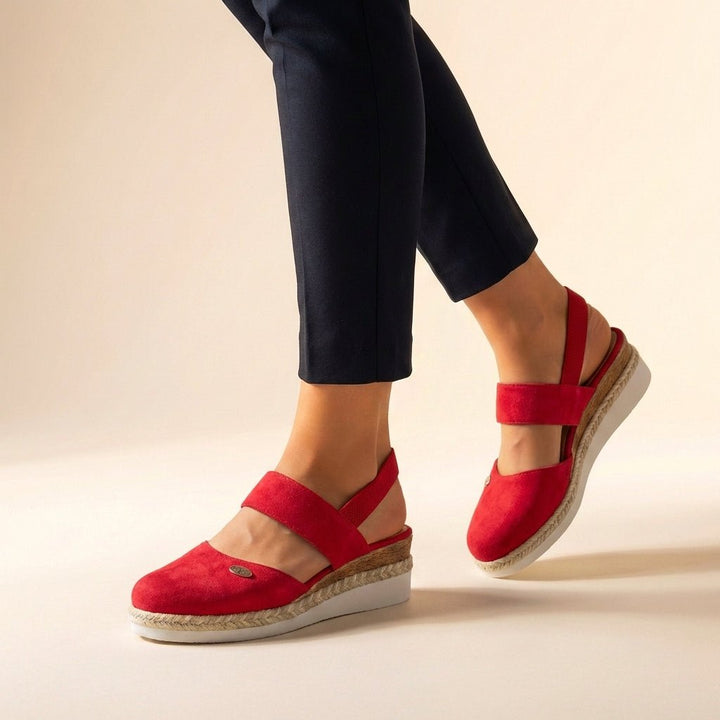 Orthopedic Platform Espadrille Sandals Closed Toe Slingback - Red