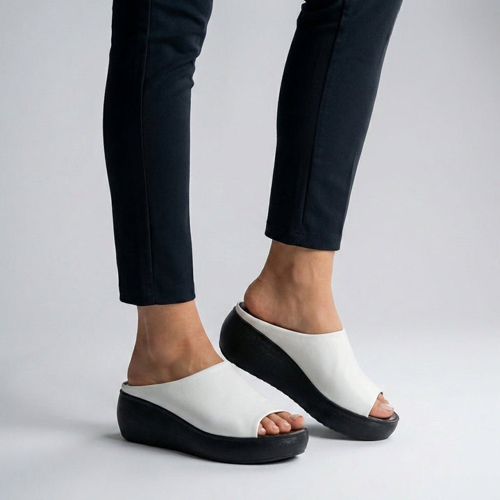 Orthopedic Platform Slide Sandals Slip-On Open-Toe - White