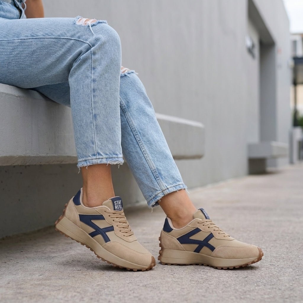Orthopedic Platform Sneakers Women's Low-Top Supportive - Beige