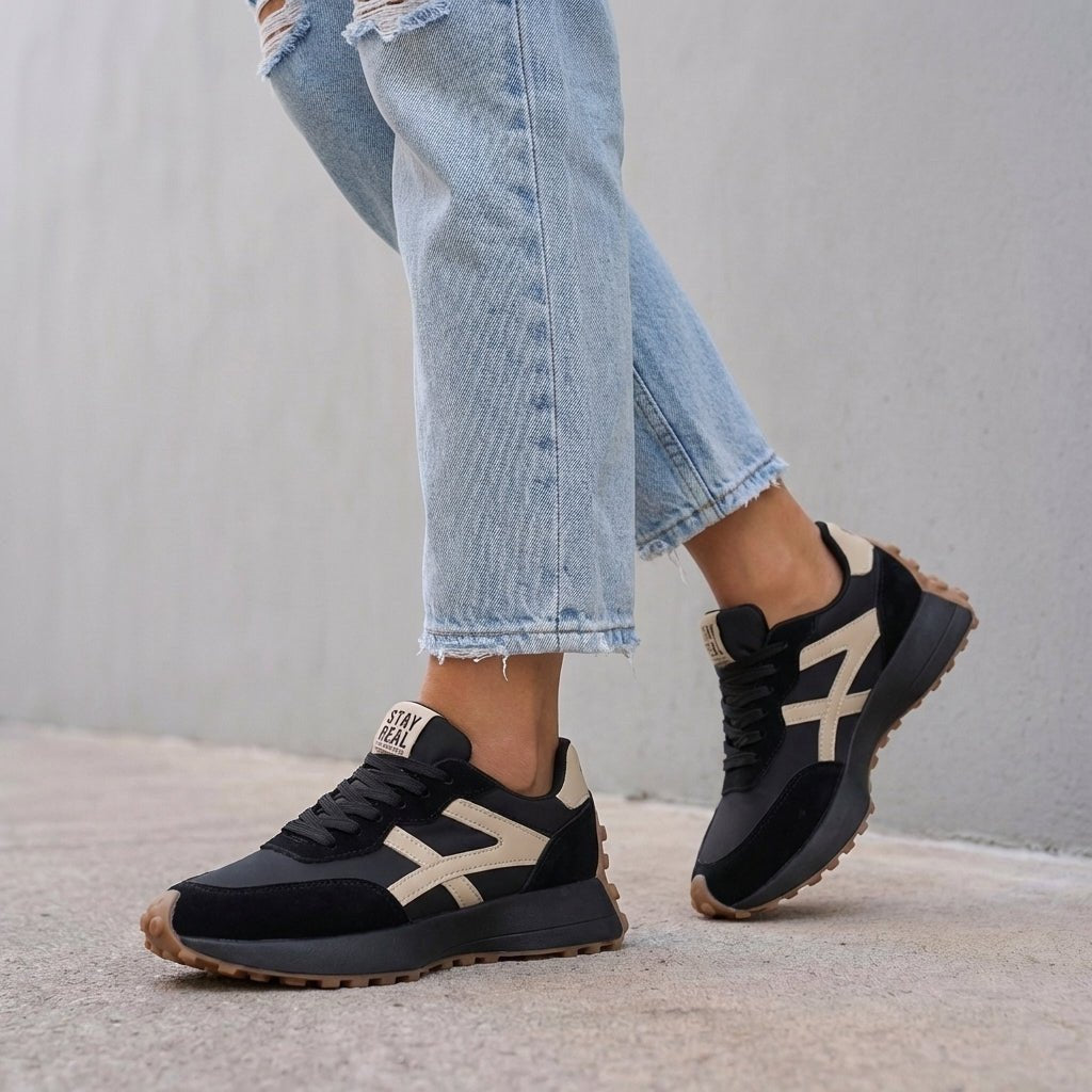 Orthopedic Platform Sneakers Women's Low-Top Supportive - Black