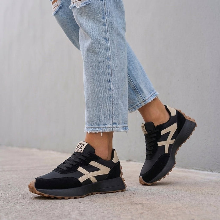 Orthopedic Platform Sneakers Women's Low-Top Supportive - Black