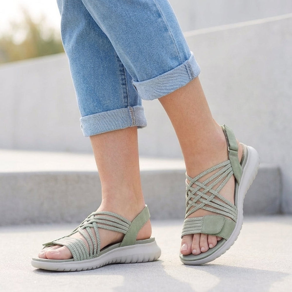 Orthopedic Sandals Criss-Cross Strappy Adjustable Comfort - Green