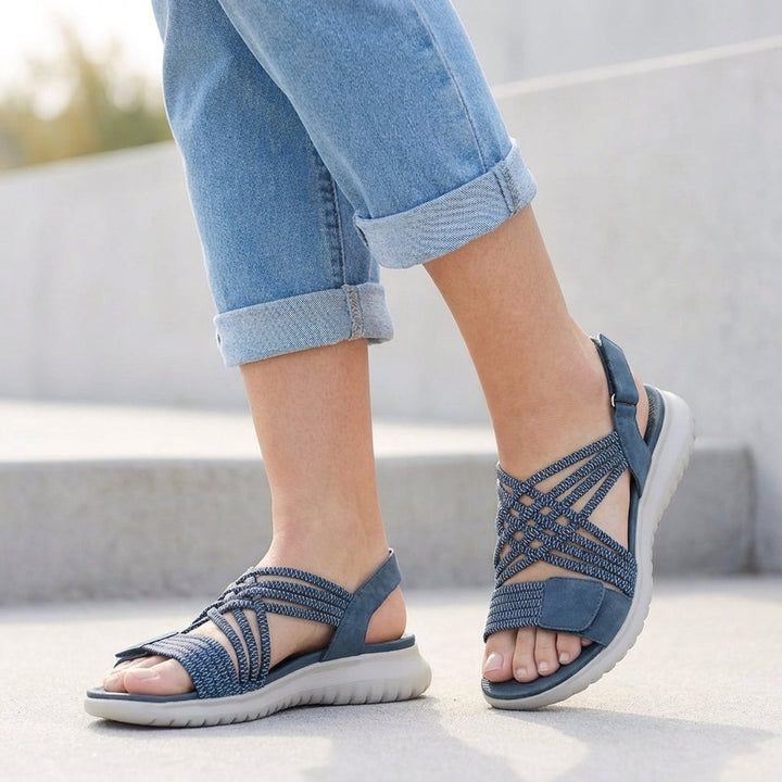 Orthopedic Sandals Criss-Cross Strappy Adjustable Comfort - Blue