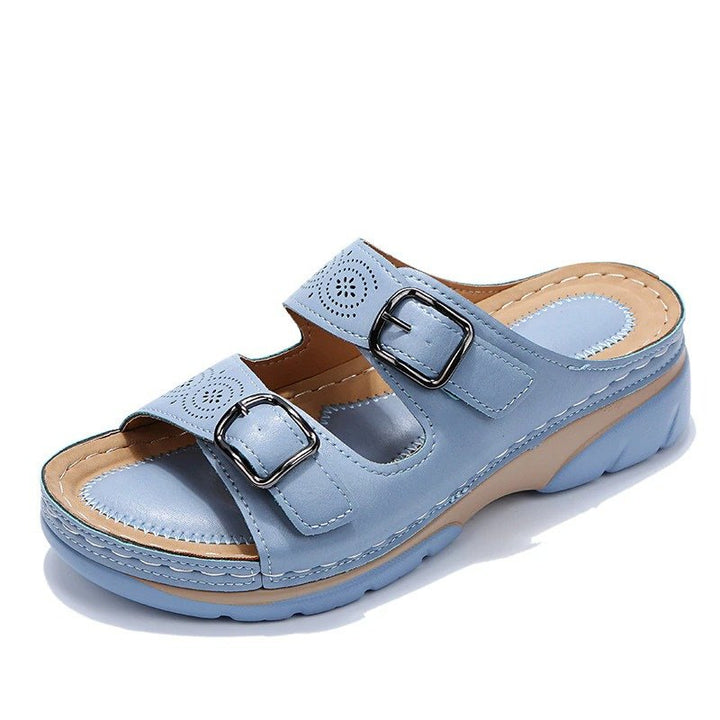 Orthopedic Slide Sandals Comfort Fit Perforated Buckle