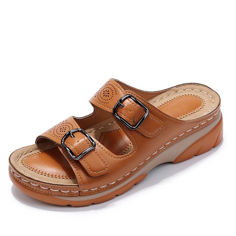Orthopedic Slide Sandals Comfort Fit Perforated Buckle