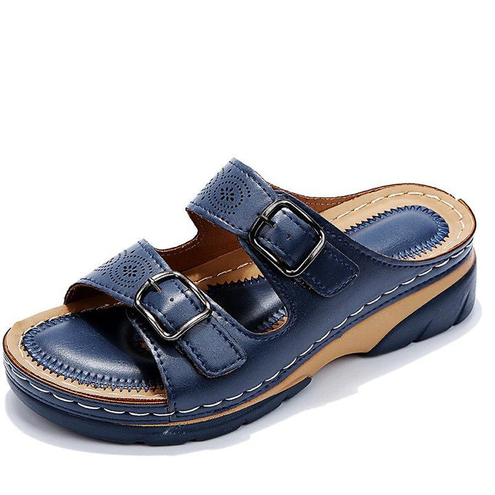 Orthopedic Slide Sandals Comfort Fit Perforated Buckle