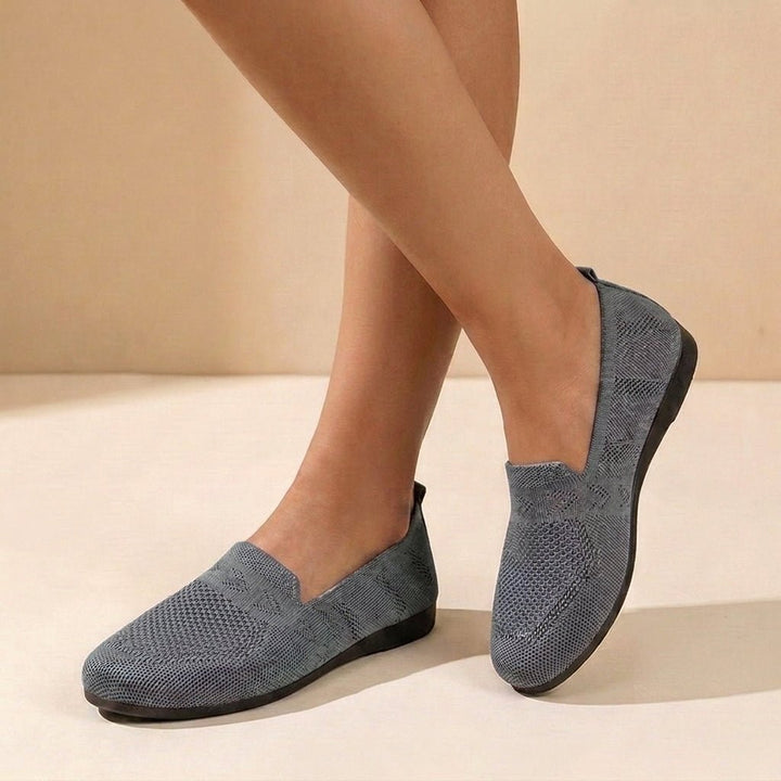 Orthopedic Slip-On Flats Knit Round Toe Comfort Support - Dark Grey